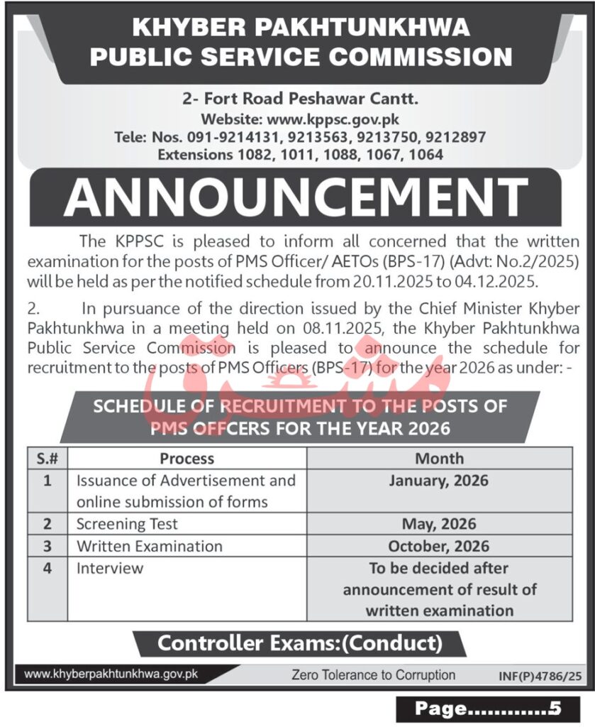 Khyber Pakhtunkhwa Public Service Commission Job
