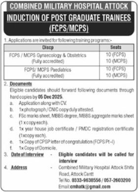 CMH Attock Training Jobs 2025