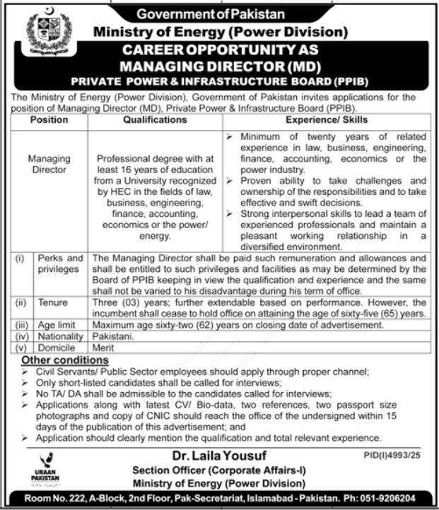 Ministry of Energy Jobs in Islamabad 