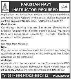Pakistan Navy Jobs in Karachi 