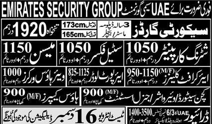 Hiring for UAE Security Guards
