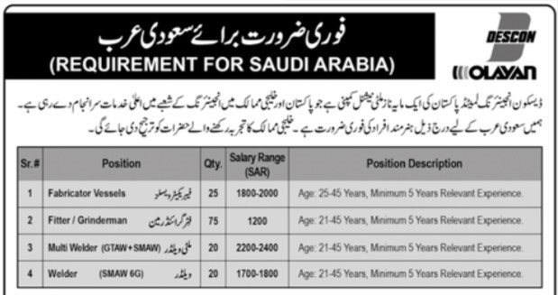Job Opportunities in Descon Engineering