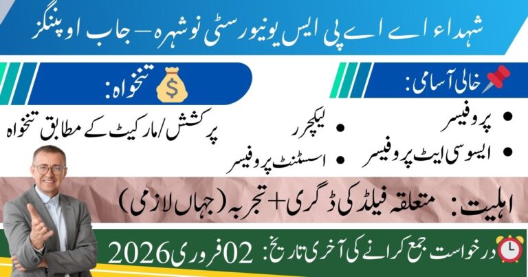 Exciting Job Openings at Shuhada-e-APS University Nowshera!