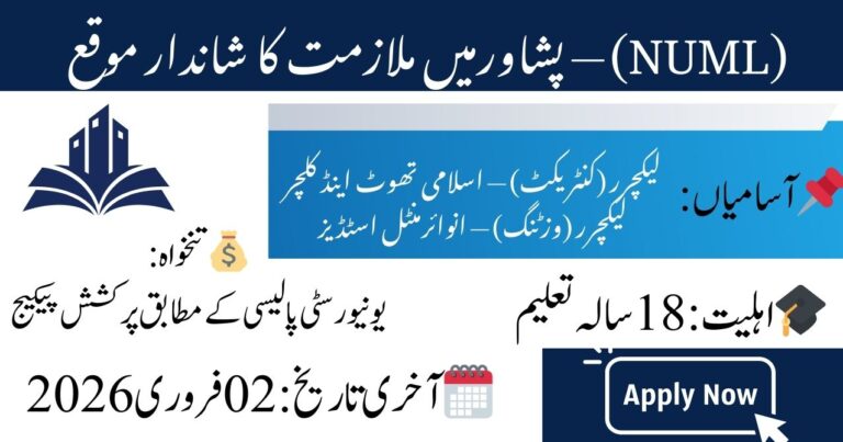 Lecturer Jobs Announced – Peshawar Campus