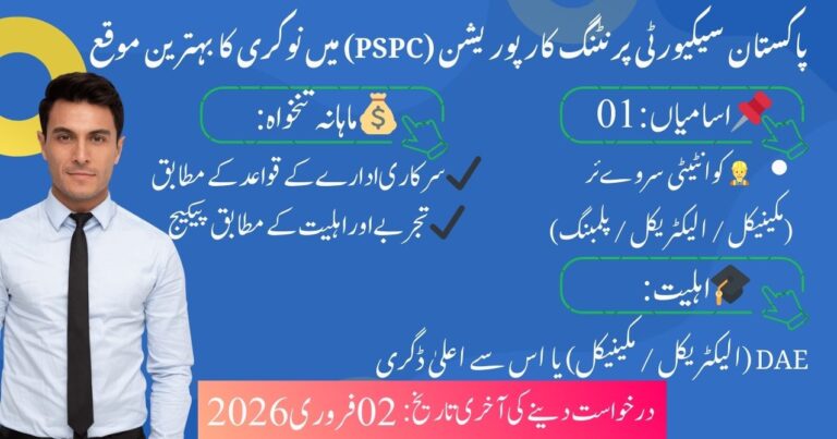 Job Opening at Pakistan Security Printing Corporation (PSPC)