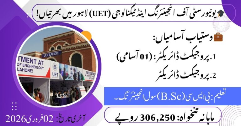 UET Lahore Hiring: Project Directors
