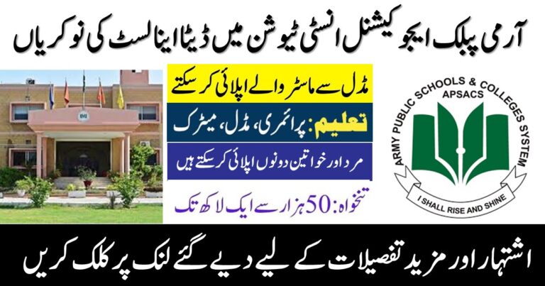 Data Analyst Jobs in Peshawar – Army Public Educational Institution 2026