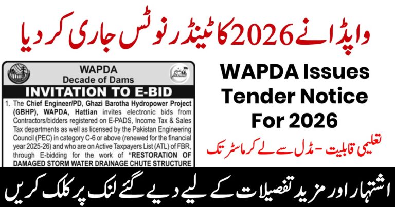 WAPDA 2026: Tender for Repairing Damaged Equipment
